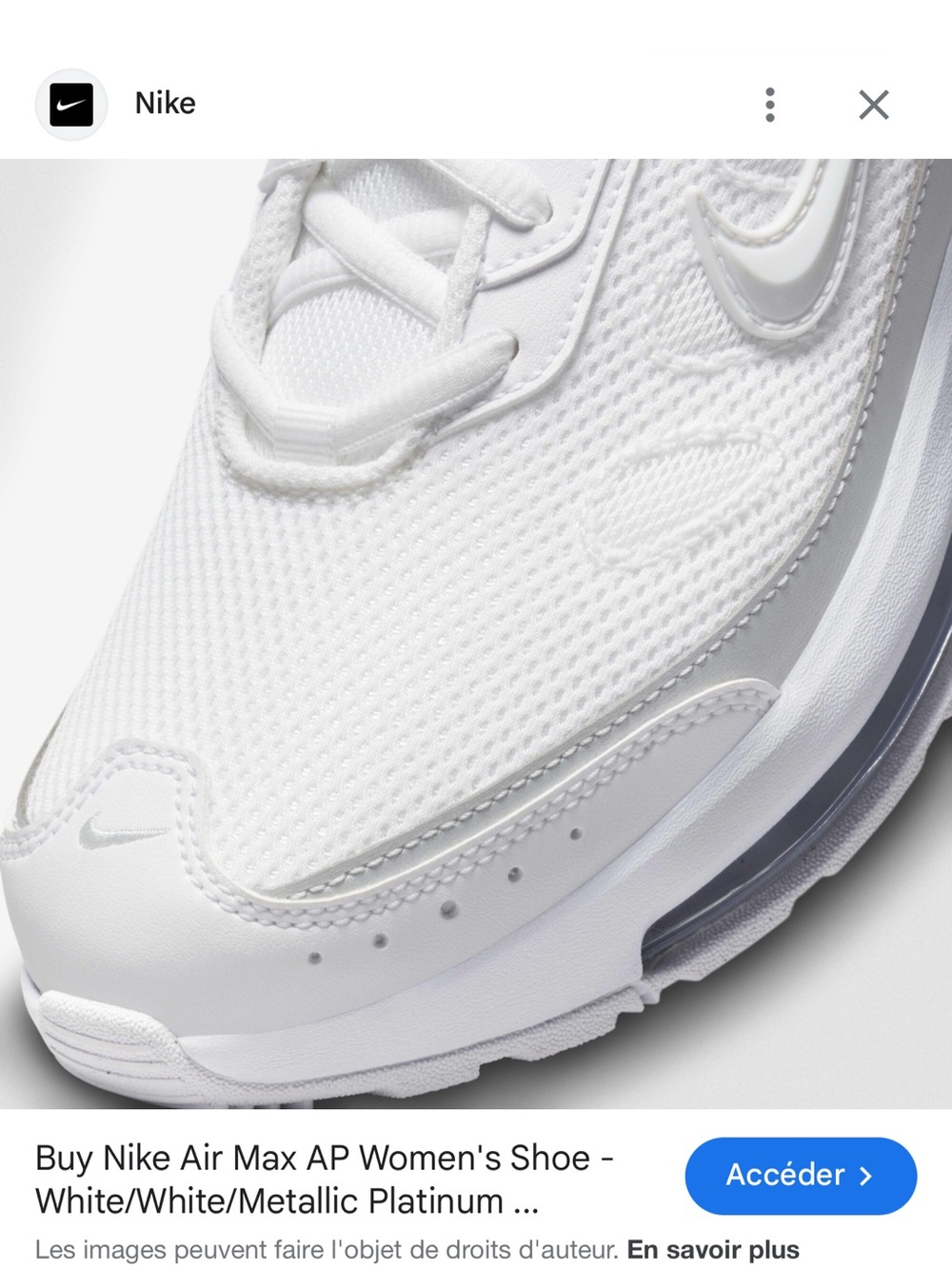 Like new, Nike Max Air Max AP White and Silver Low-Top Athletic Sneakers